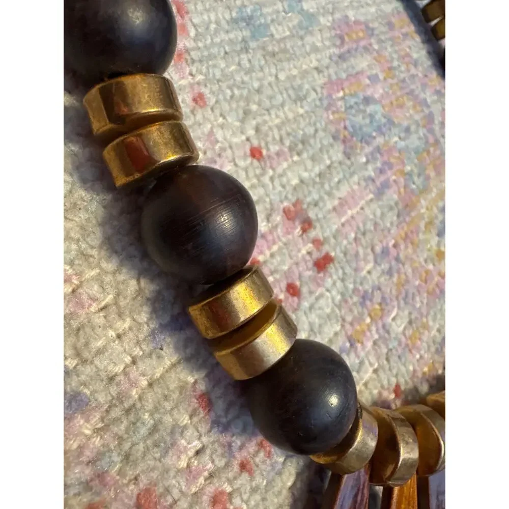 Vintage Tribal Wooden‎ Boho Bib Necklace